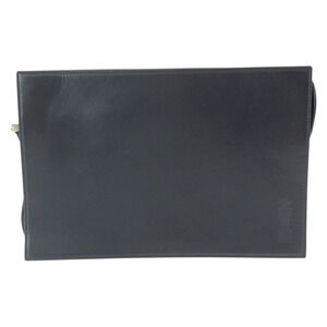Dunhill Black Leather Clutch Bag with Silver Hardware - Men's